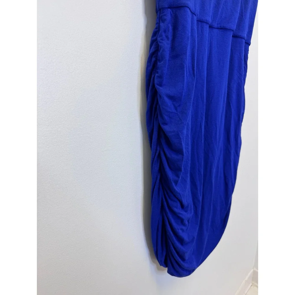 Athleta Royal‎ Blue Ruched Midi Dress Modal Wool Blend 243065 Womens Large